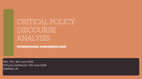 Critical policy discourse academy on orange background 